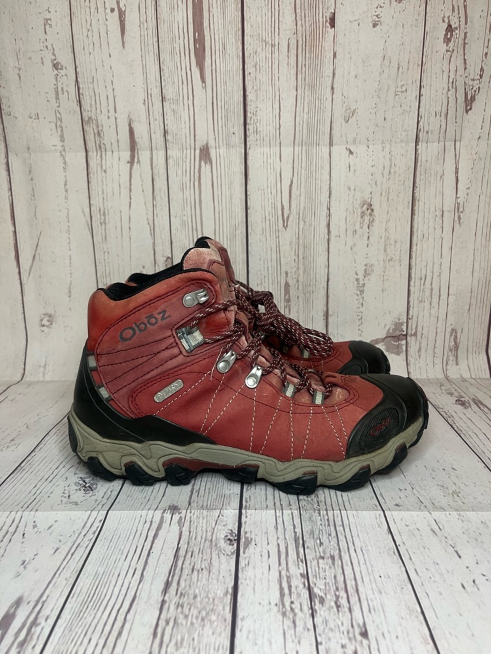 Oboz Bridger Mid Womens Hiking Boots Size 10 Red Waterproof Leather